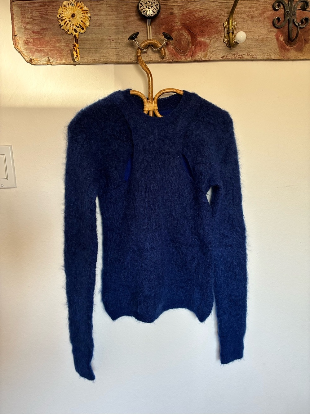 Isabel Marant Mohair Alford Cutout Crewneck Sweater Royal Blue Women's Large